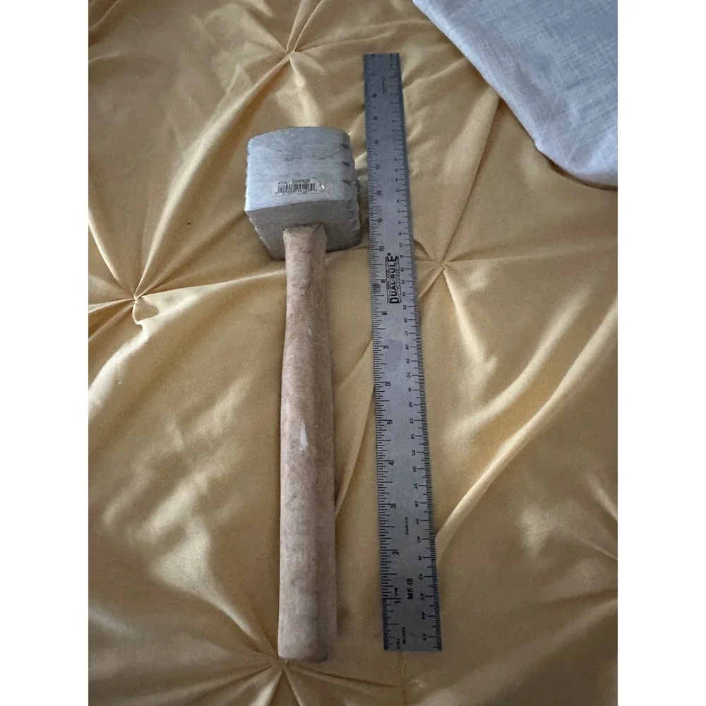 Vintage Meat Tenderizer Mallet Aluminum Dual Sided Wooden Handle Kitchen Tool